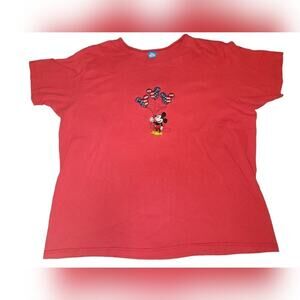 *5 for $25*‎ Vintage Mickey 4th Of July Embroidered Red Short Sleeve Shirt